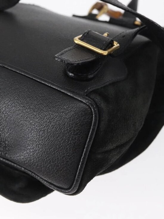 GUCCI Bamboo Backpack Suede Black Gold - Picture 5 of 16